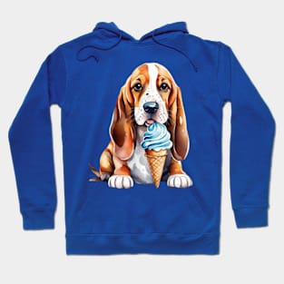 Cute dog basset hound eating ice cream cone gift ideas for all Hoodie